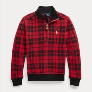 Ralph Lauren Red and Black Plaid Kids Sweater